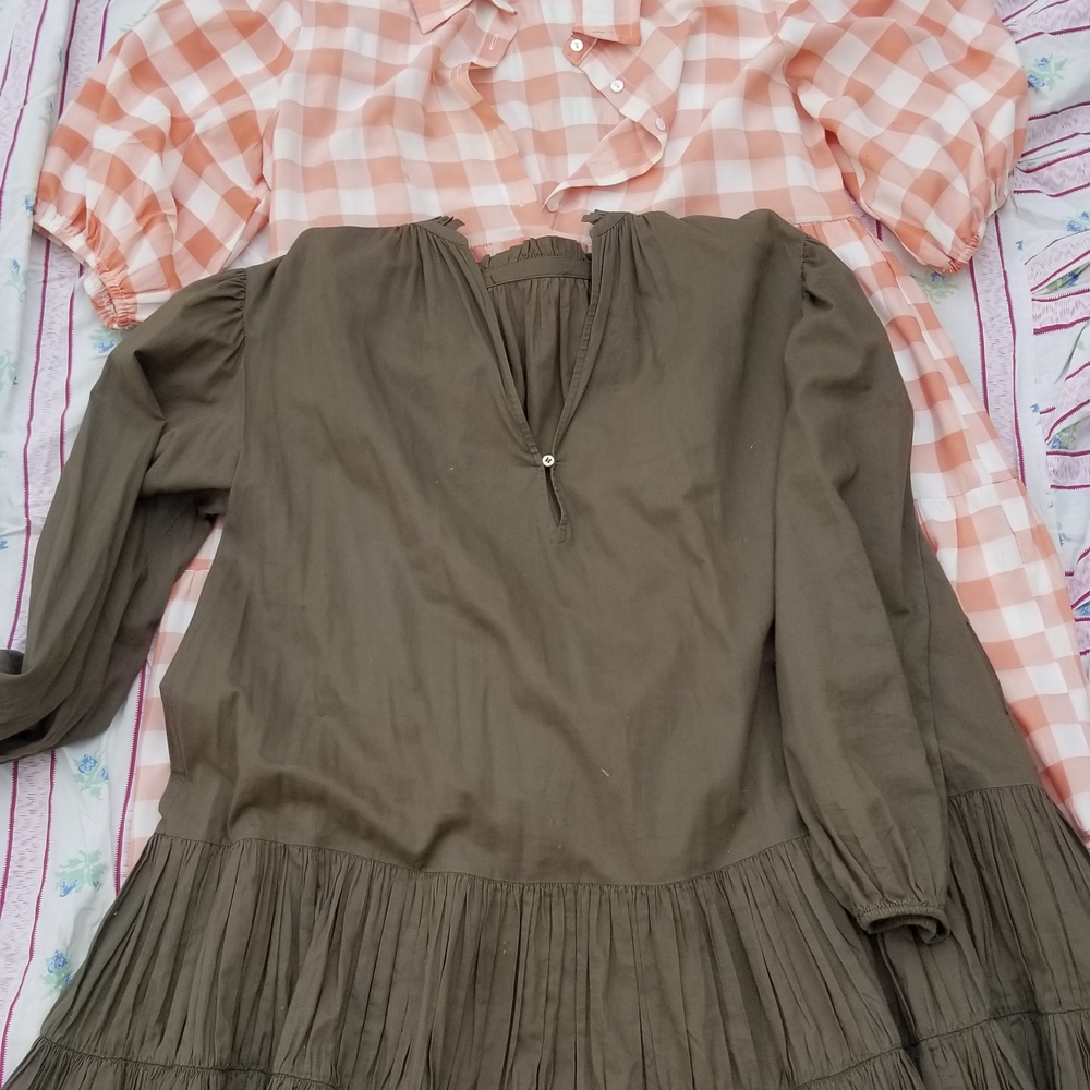 Plaid Pink and Olive Green Dresses